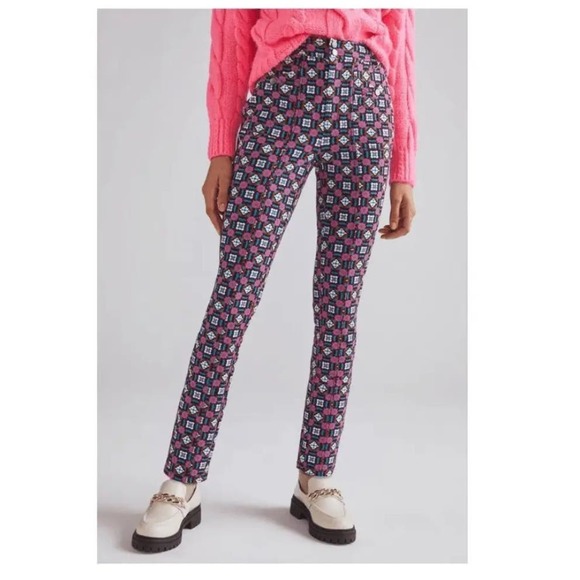 Anthropologie Maeve Slim Ponte Pants in Pink - Picture 2 of 10